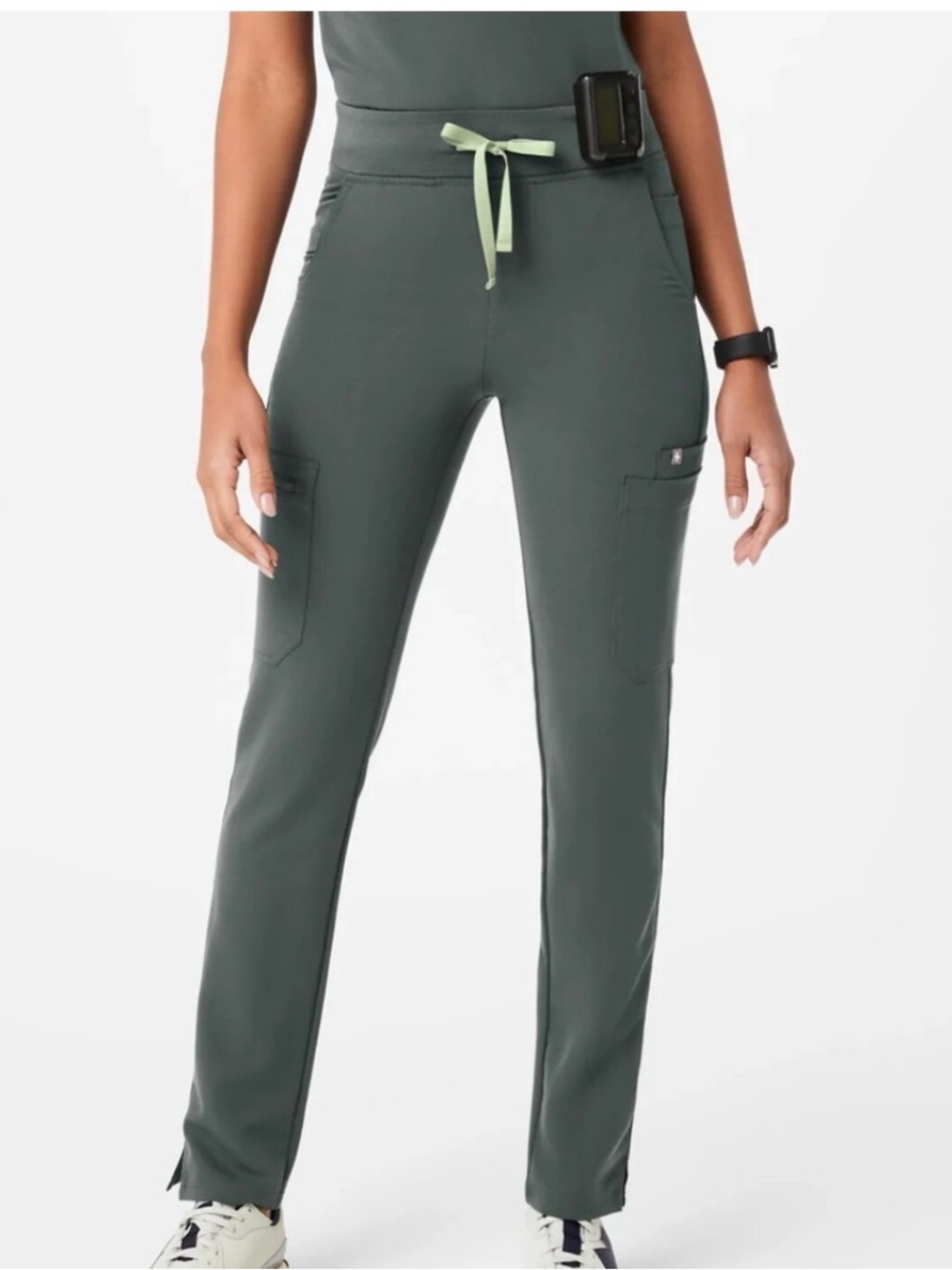 Figs Yola High-Waisted Scrub Pants Moss Green XL